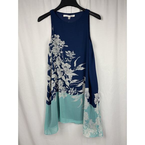 NWT Max Studio Women’s XS A-Line Dress Blue Multi Floral Lined Retail $128 - Picture 1 of 7